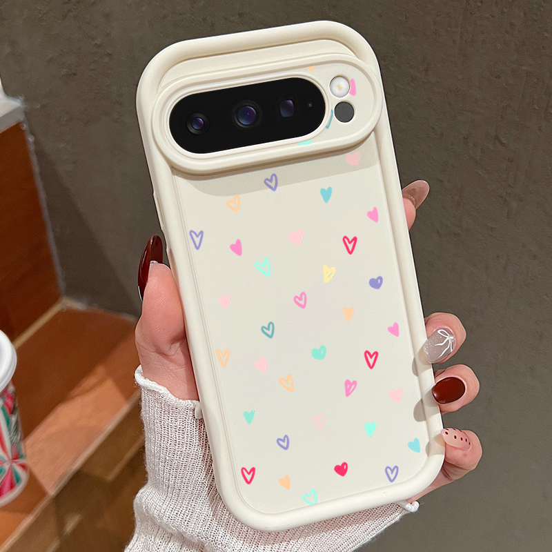 Google Pixel 8A - Kleurrijke Kleine Harten Zachte Case Voor